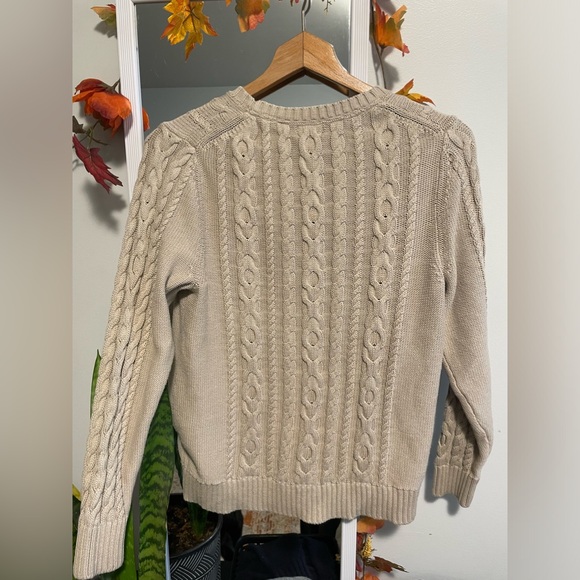 LL Bean Cream Cotton Knit Sweater, size Womens medium/mens small - Picture 3 of 4